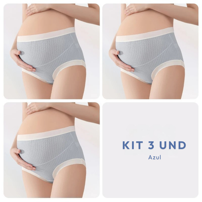 Kit 3 Calcinhas Gestante Cintura Alta e Confortável