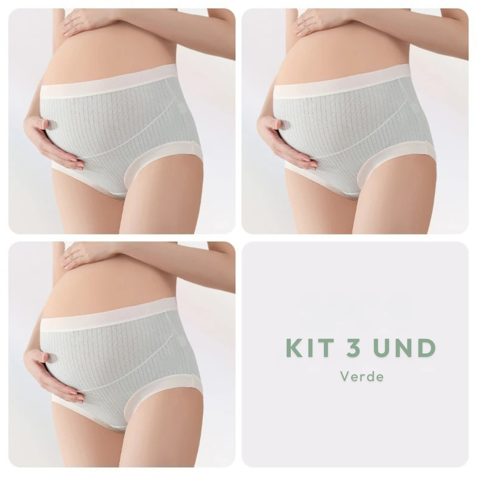 Kit 3 Calcinhas Gestante Cintura Alta e Confortável