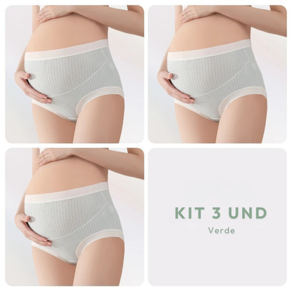 Kit 3 Calcinhas Gestante Cintura Alta e Confortável
