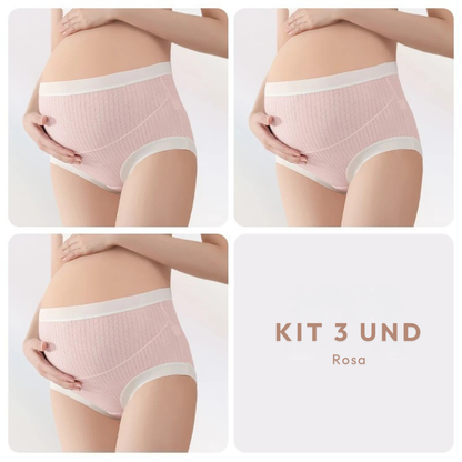 Kit 3 Calcinhas Gestante Cintura Alta e Confortável