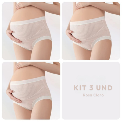 Kit 3 Calcinhas Gestante Cintura Alta e Confortável