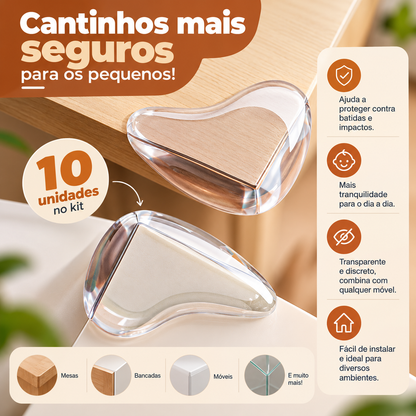Benzzi Cantinhos Seguros – Kit com 10 Protetores de Quina Transparentes