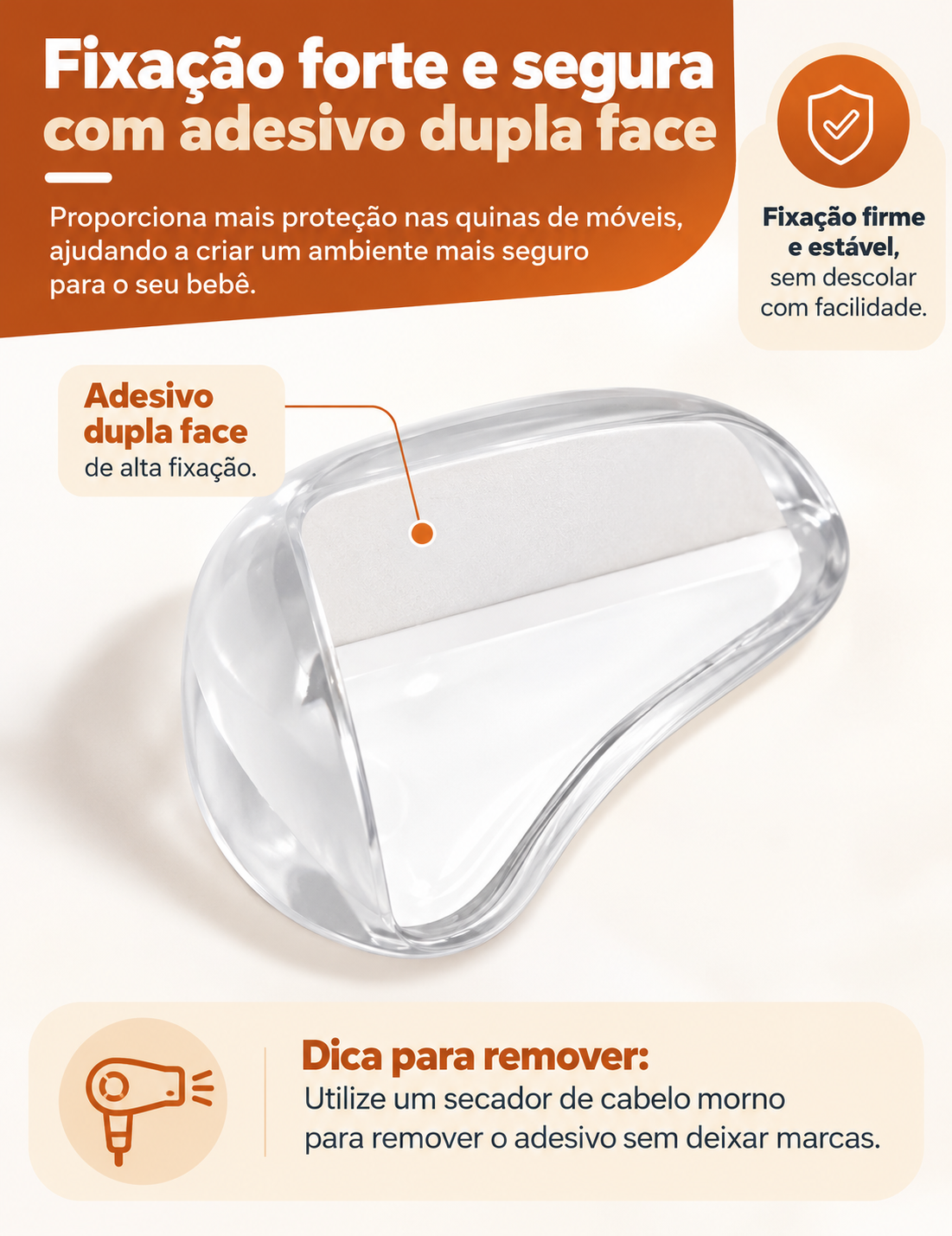 Benzzi Cantinhos Seguros – Kit com 10 Protetores de Quina Transparentes